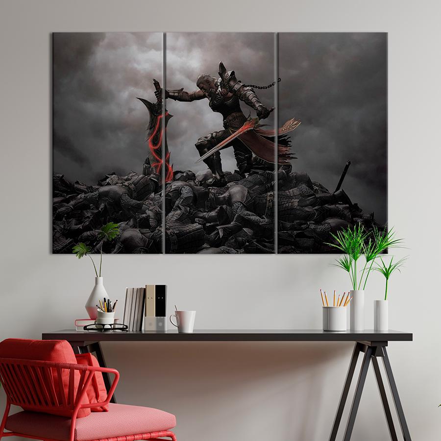 Настенний декор Воин с легендарным оружием 78x48 см (A134-3)