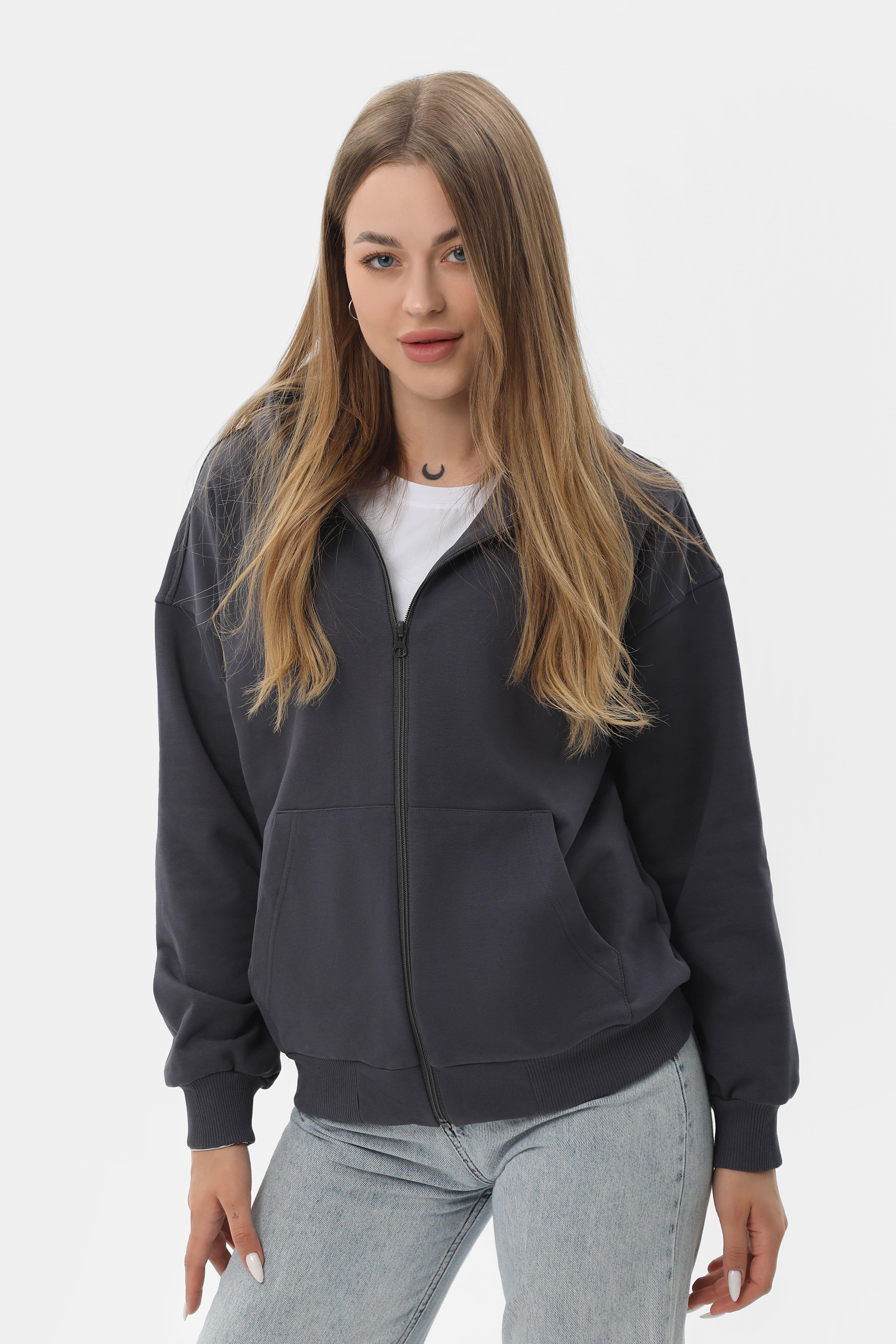 Худи на замке RAY LOSE U0409 UNISEX M Темно-серый - фото 5 Худи на замке RAY LOSE U0409 UNISEX M Темно-серый - фото 5