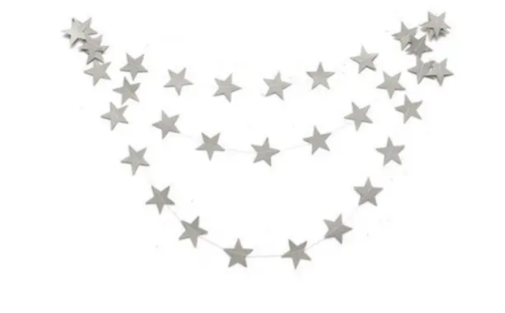 Гирлянда Звездочки на нити 2 м x 7 см Серебристый матовый (347022) Гирлянда Звездочки на нити 2 м x 7 см Серебристый матовый (347022)