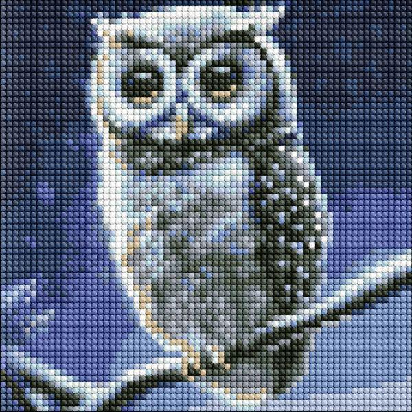Алмазная мозаика Идейка Лесная совушка с голограммными стразами 20x20 см (Id-AMC7763)