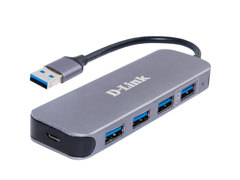 Концентратор D-Link DUB-1340 4хUSB 3.0 с блоком питания Серый