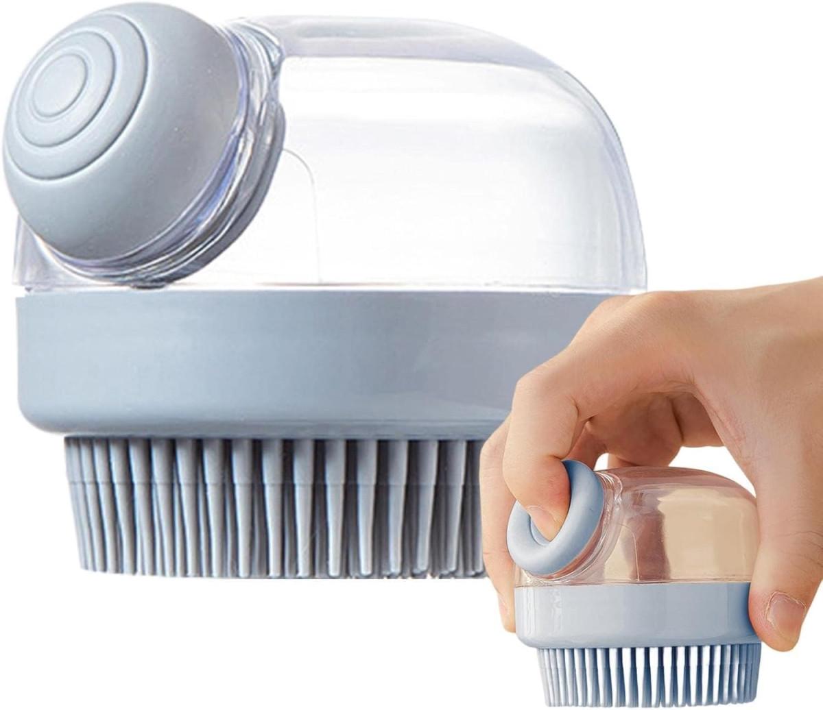 Щітка масажна для миття голови з дозатором 14755 7х8,5 см Сірий (4993576) - фото 7