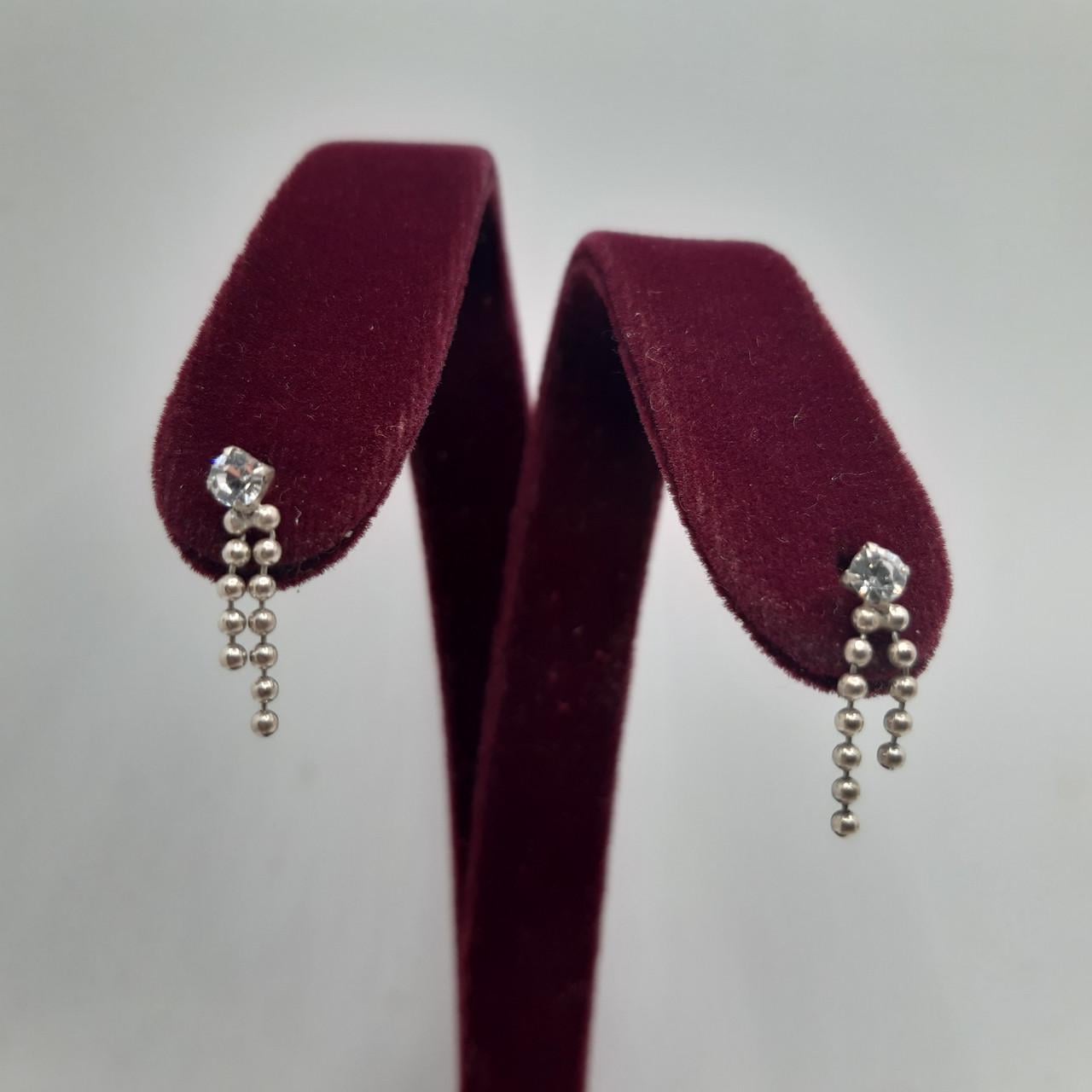 Серьги серебро пусеты с кристаллом 925° 0,60 г (С1СТ/618)