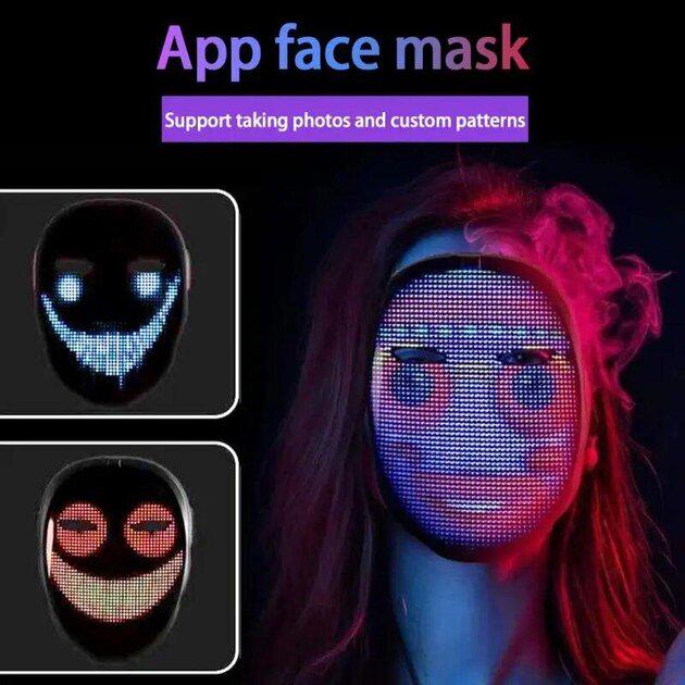 Маска светодиодная для лица на Helloween Bluetooth APP Control - фото 8