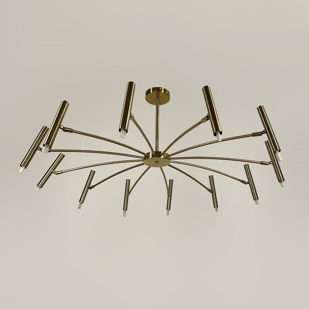 Люстра трубчаста з 12 регулюючими плафонами Латунь (LF_ST 01/12 AB) - фото 2 Люстра трубчаста з 12 регулюючими плафонами Латунь (LF_ST 01/12 AB) - фото 2