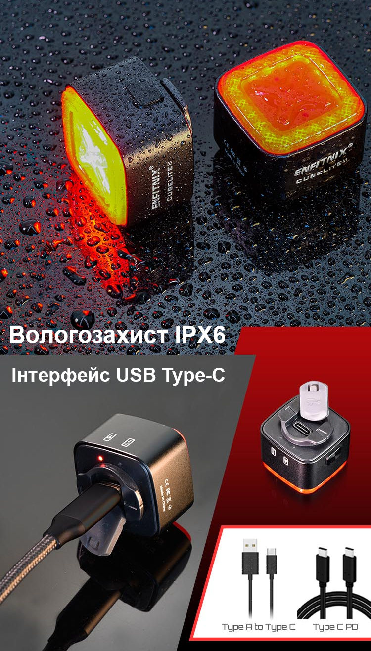 Фонарь задний для велосипеда Enfitnix CubeLite III автоматический на аккумуляторе 4 режима света (001043) - фото 9