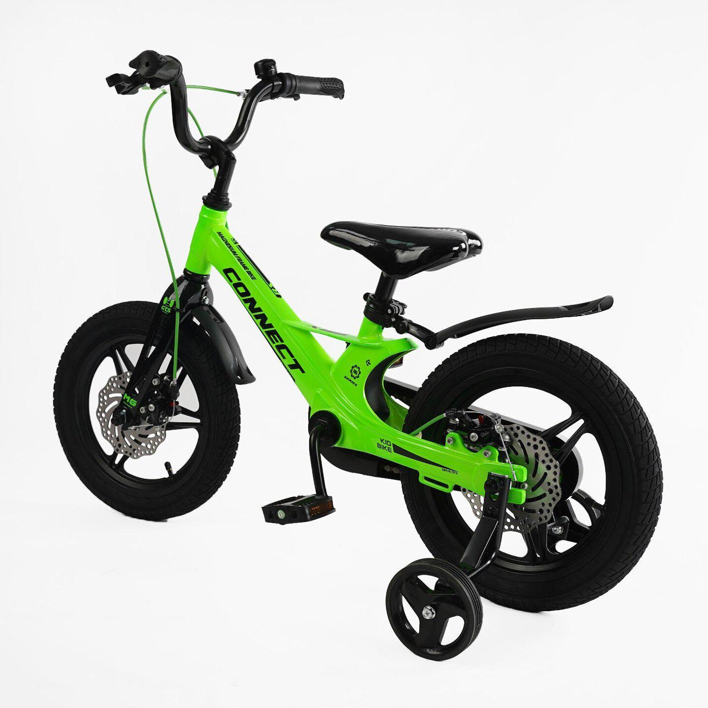Велосипед двухколесный Corso Connect 14" детский магниевый Зеленый - фото 3