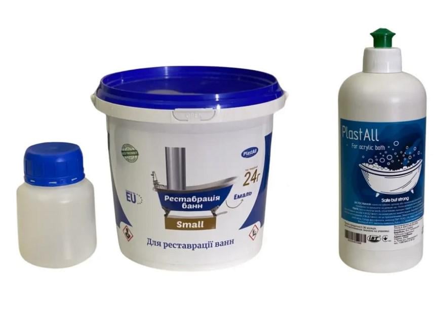 Эмаль акриловая для реставрации ванн Plastall Small с моющим средством Пластол 900 г Белый (30828289)