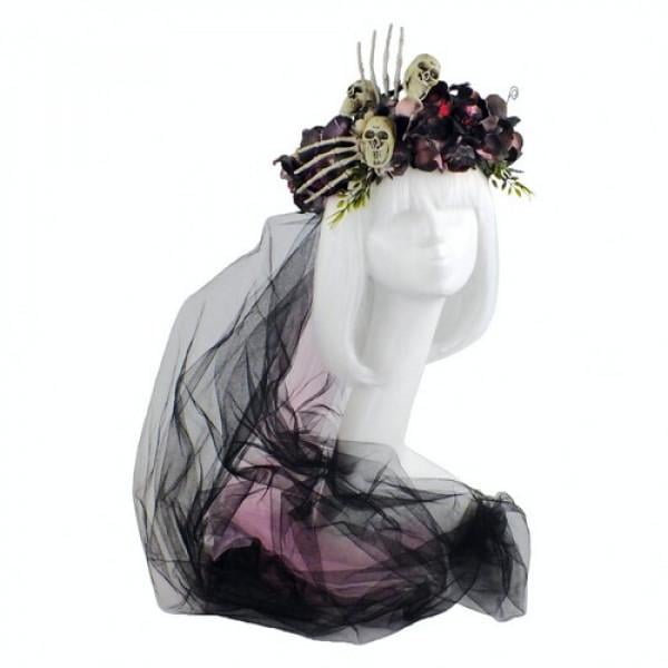 Декор на Хэллоуин Seta Веночек Milana Skeleton с фатой (19-985)