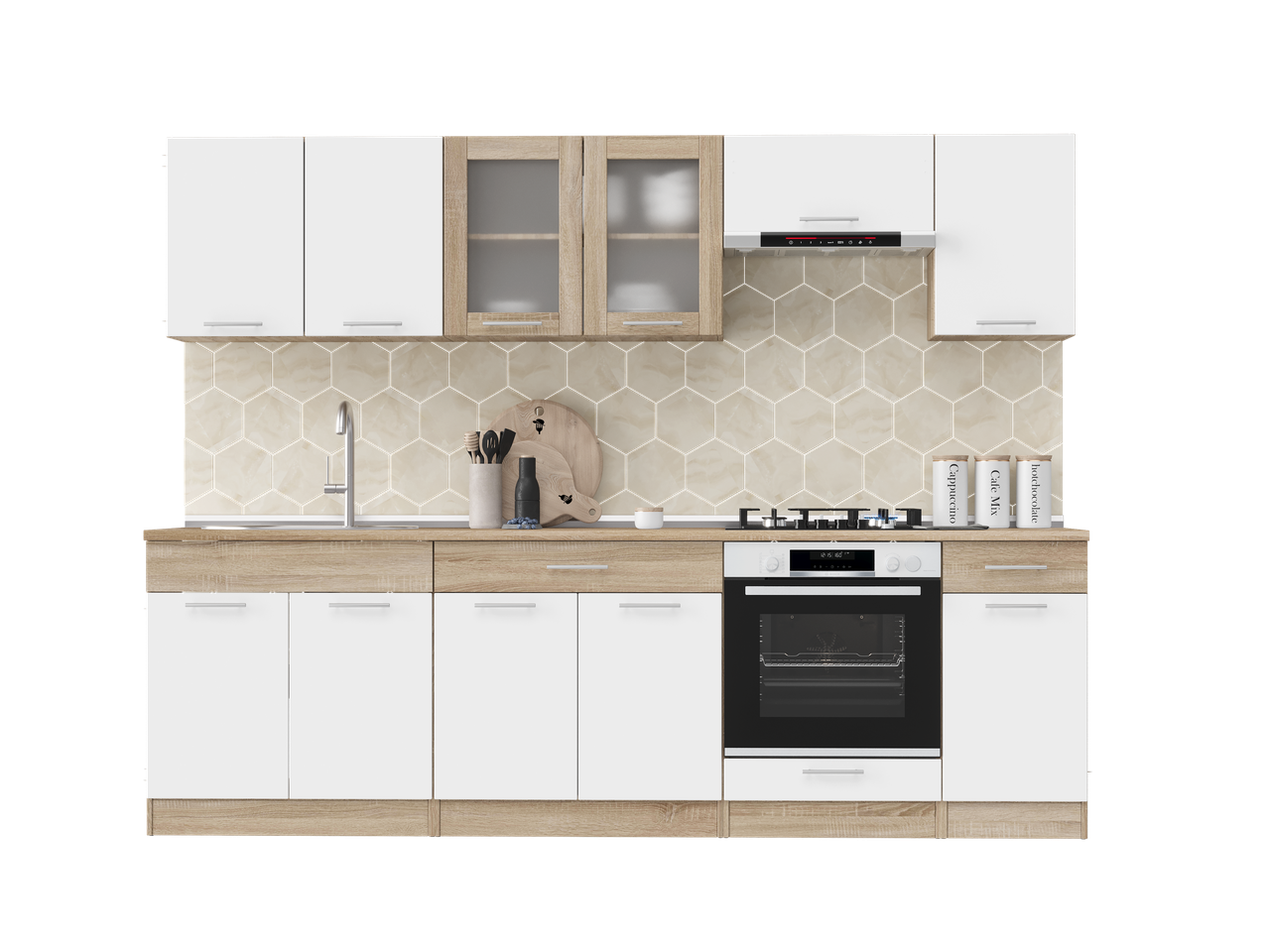 Кухня готовая Эверест №5 Эко Нова и столешница 2,6 м Сонома/Белый (27011.01) Кухня готовая Эверест №5 Эко Нова и столешница 2,6 м Сонома/Белый (27011.01)