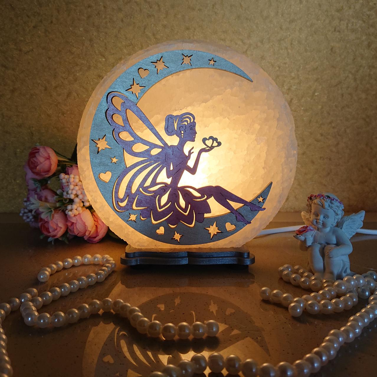 Соляной светильник Фея на Луне (C-KБ-0007-y)