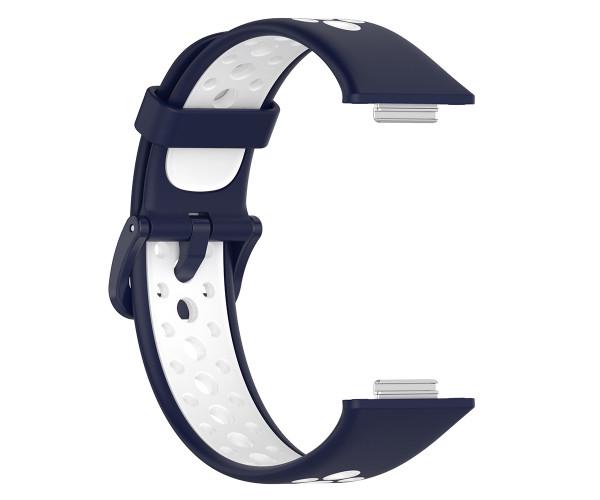 Ремешок Sport Silicone для Huawei Watch Fit 2 Белый с синим