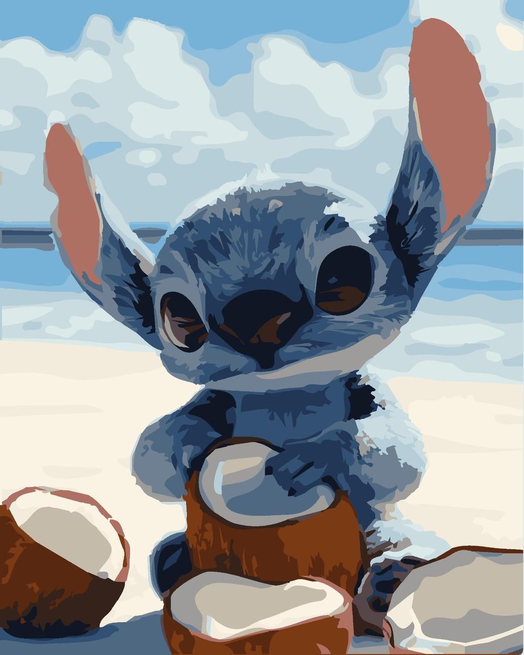 Картины по номерам Artissimo PN8554 Стич с кокосами холст на подрамнике 40x50 см (2784268813)