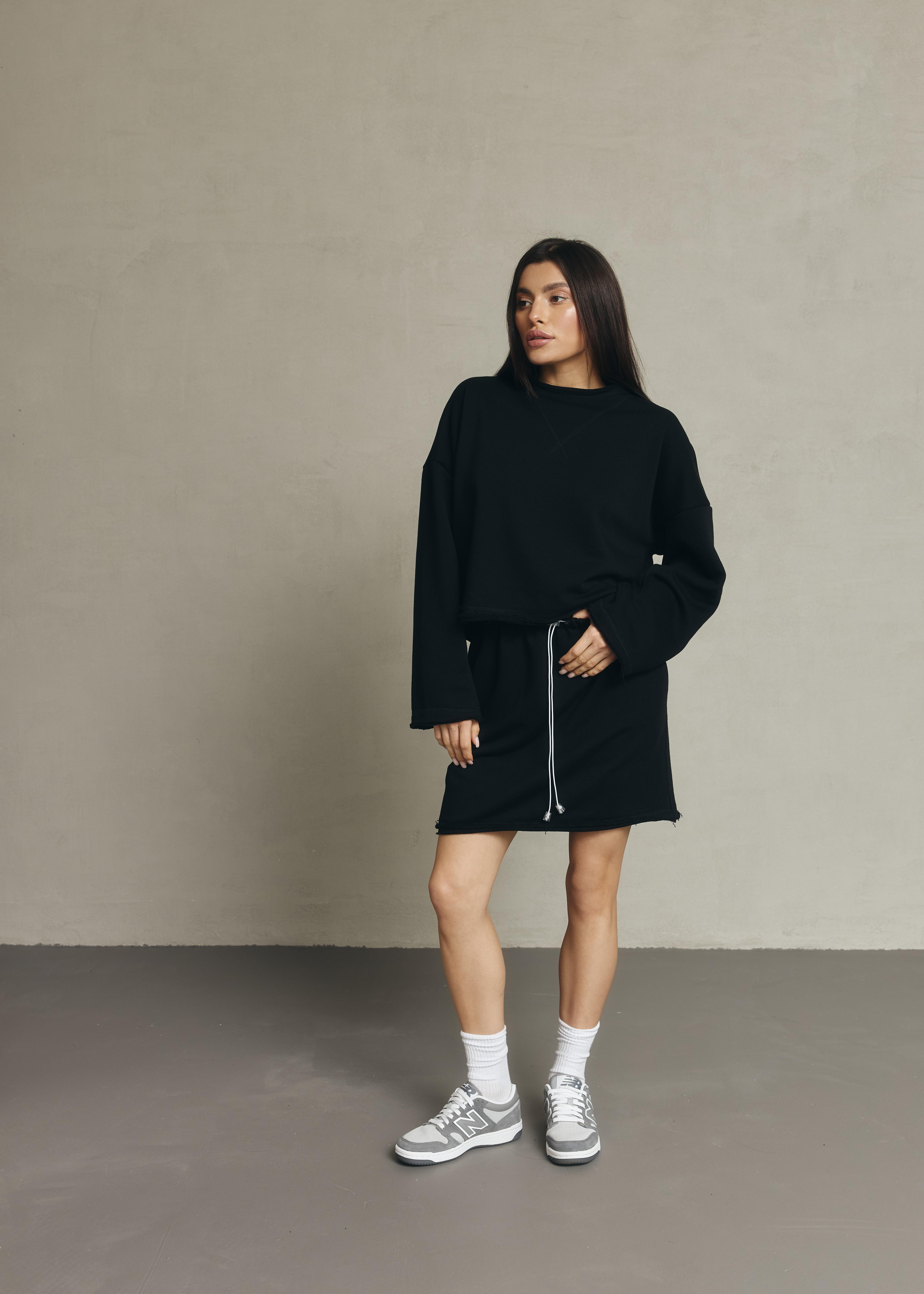 Костюм женский трикотажный свитшот и юбка ZF Inspire 1673 L-XL Черный (1673-Black-L-XL)