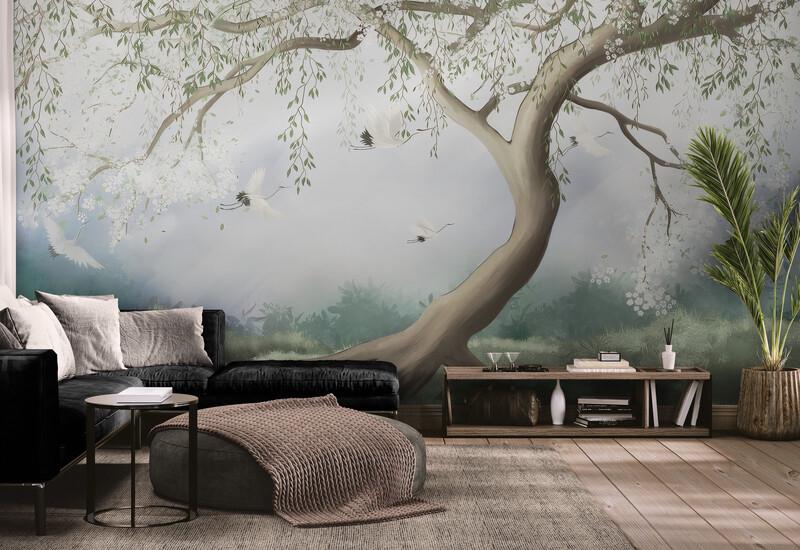 Фотообои виниловые Цветущее дерево (S2049)