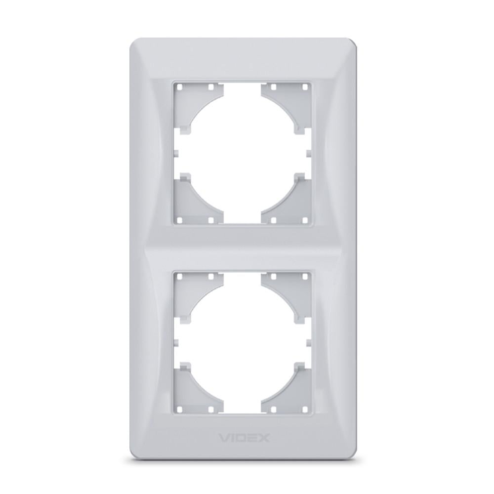 Рамка вертикальная Videx BINERA на 2 места Серебряный шелк (1625336127)