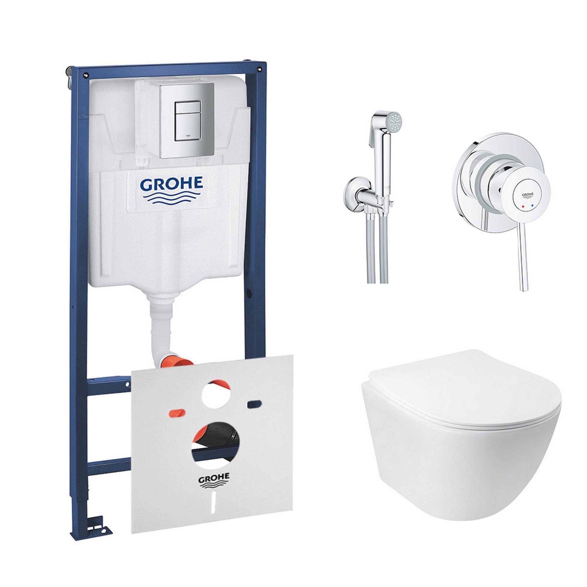 Комплект инсталляции Grohe Rapid SL 38772001QT07335176W2904800S с унитазом и кнопкой Хром (75768)