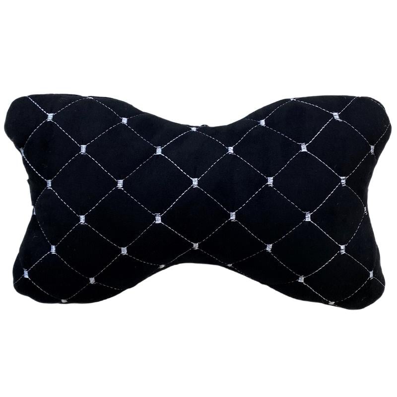 Автоподушка на подголовник зз алькантари со строчкой Lux 1 шт. Черный/Белый Автоподушка на подголовник зз алькантари со строчкой Lux 1 шт. Черный/Белый
