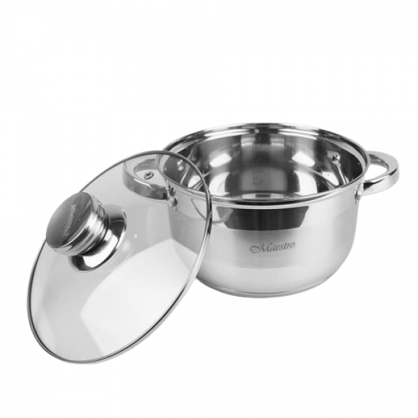 Набор посуды Maestro из нержавеющей стали со стеклянными крышками 1,5 /3/5 л 6 пр. (a5cda400) - фото 3 Набор посуды Maestro из нержавеющей стали со стеклянными крышками 1,5 /3/5 л 6 пр. (a5cda400) - фото 3