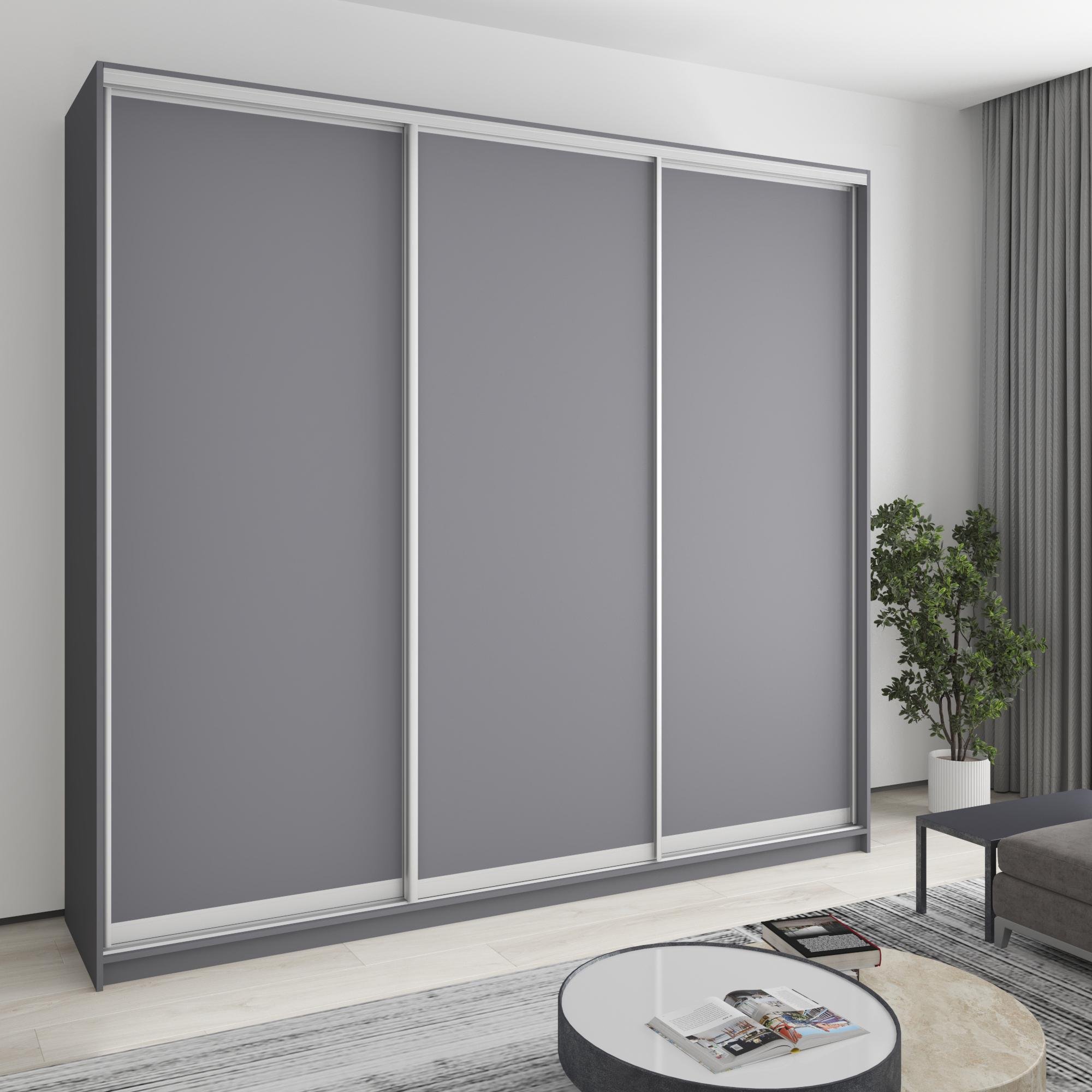 Шафа-купе тридверна MebelStar Уні AL 3 ДСП 260x60x240 см Антрацит (MBS-1896) - фото 1