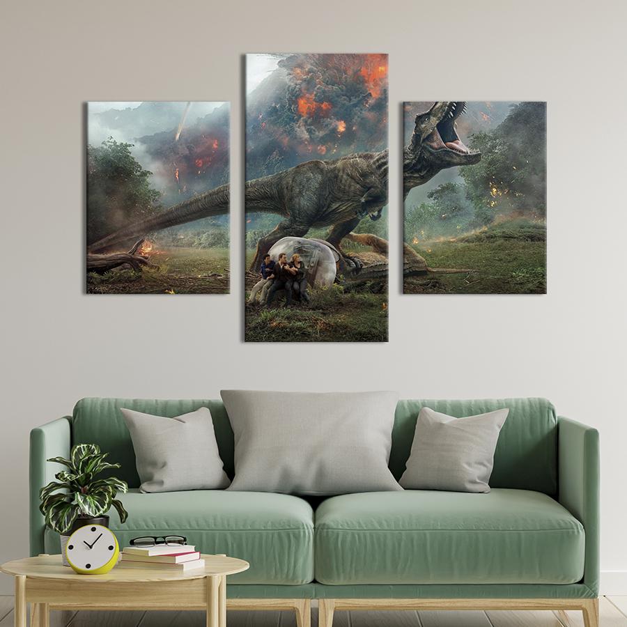 Картина на холсте триптих Jurassic World: Fallen Kingdom 141x90 см (1493-32)