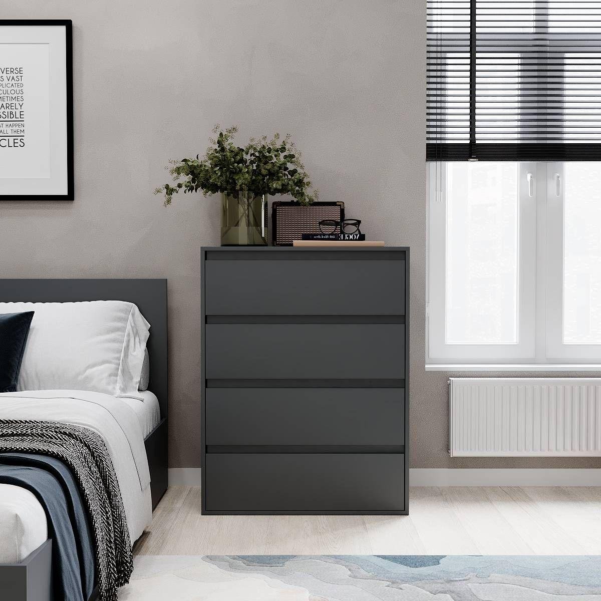 Комод AiH Light на 4 ящика с полным выдвижением ламинированное ДСП 81х102х42,5 см Графит (LT03070000000)