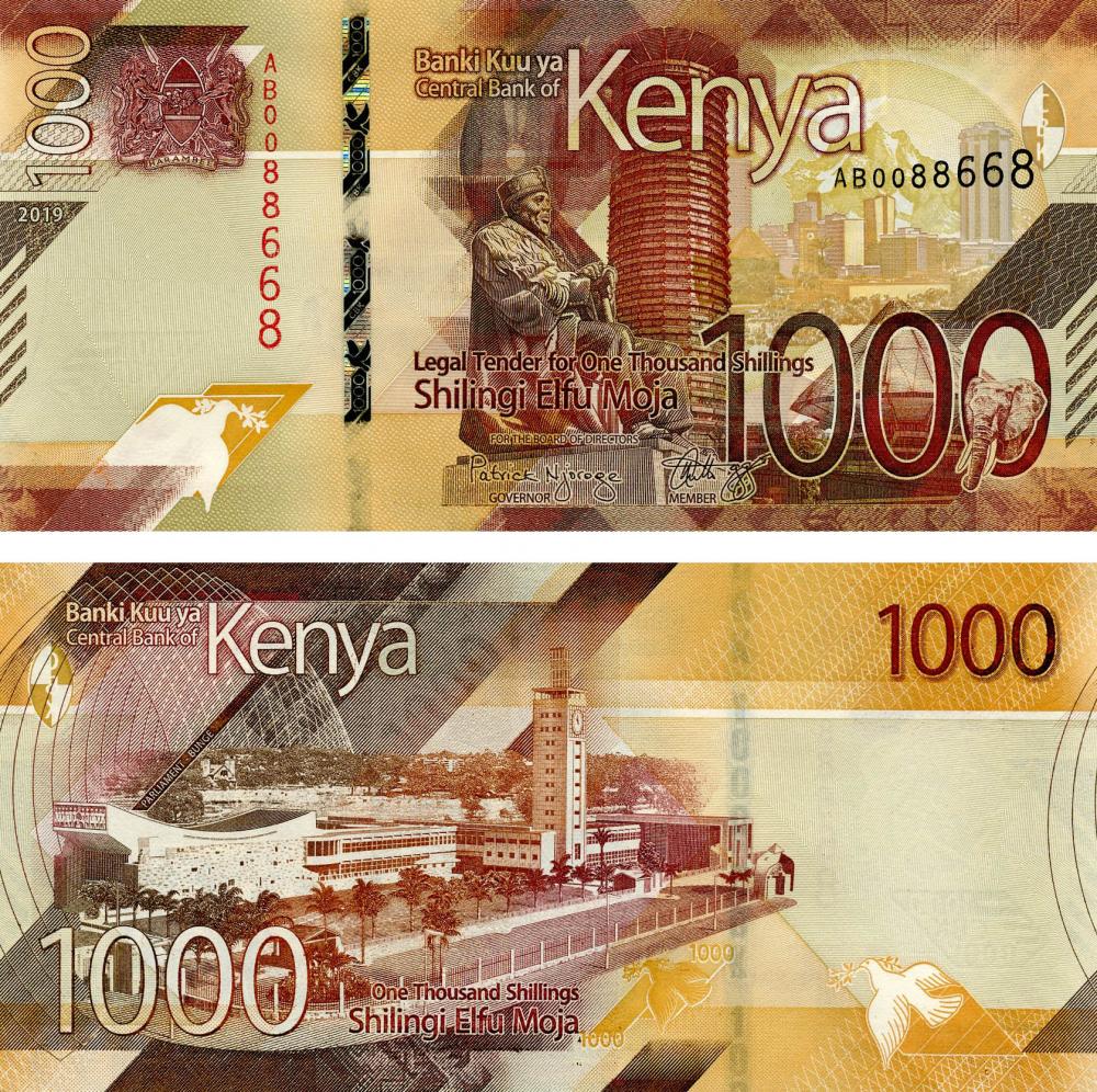 Коллекционная банкнота Кения 1000 шиллингов 2019 UNC (Б12629)