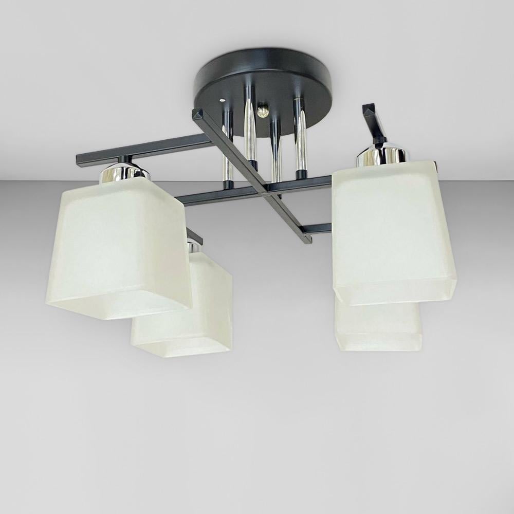 Люстра потолочная Light House SRS-20256/4 плафоны белые Черный/Хром