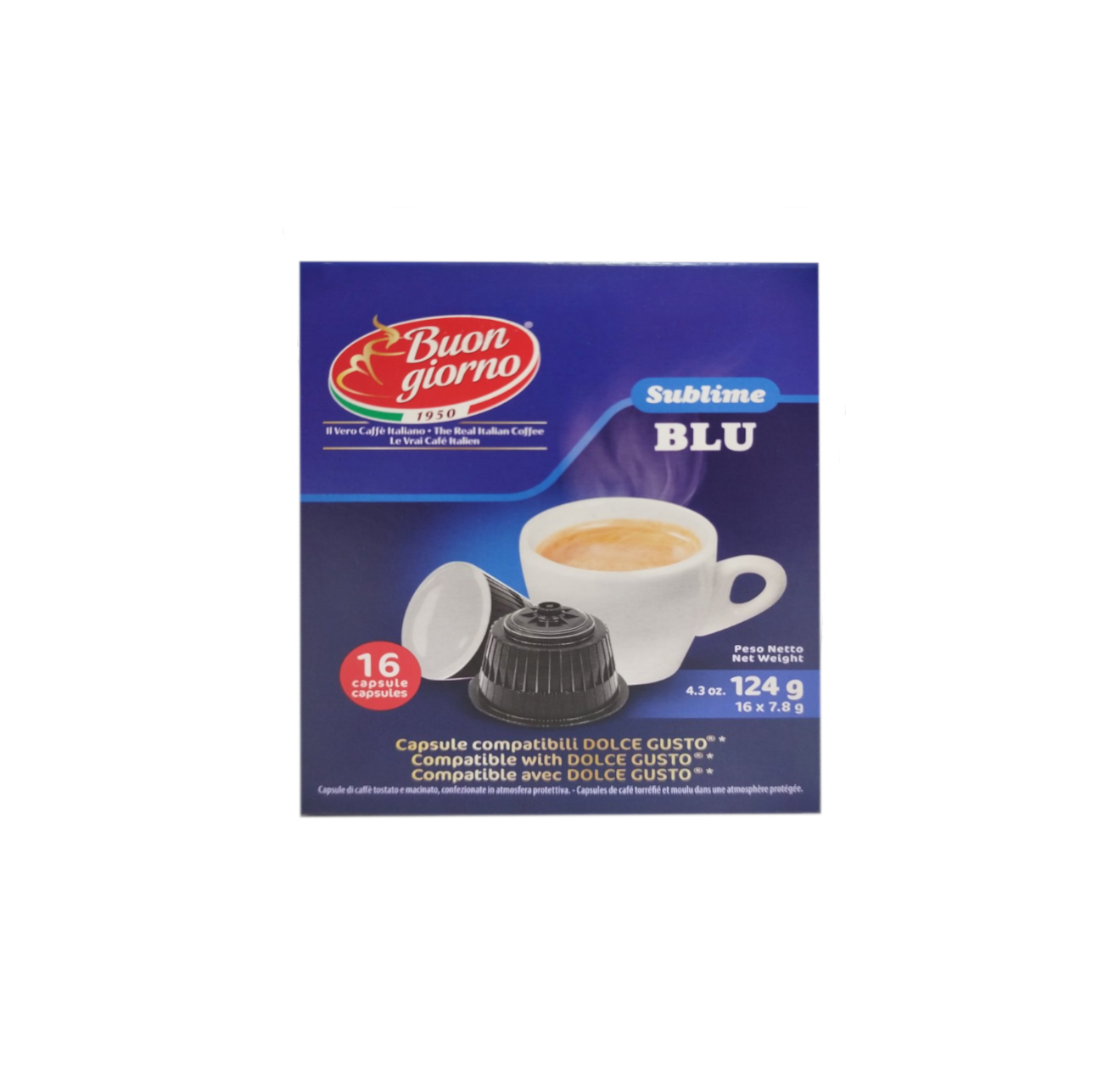 Кава в капсулах Buongiorno Dolce Gusto Blu 16шт. (CF000078) - фото 2 Кава в капсулах Buongiorno Dolce Gusto Blu 16шт. (CF000078) - фото 2