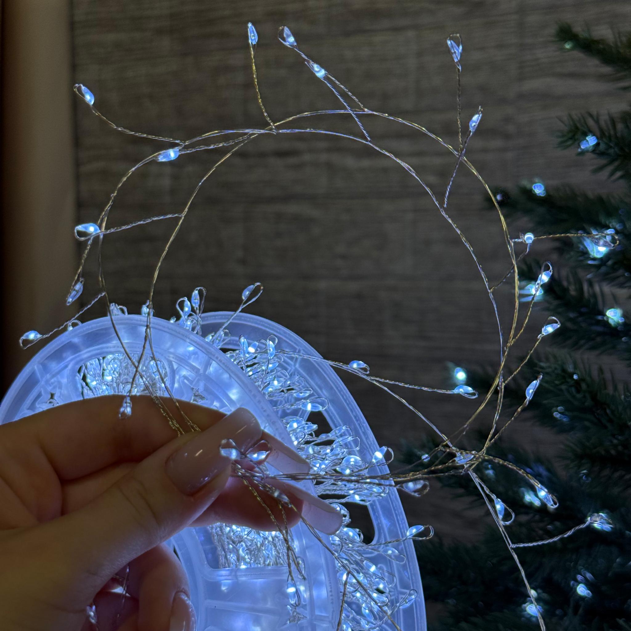 Гірлянда нитка-мішура Роса 8 режимів з пультом LED 1500 50 м білий провід Холодне біле світло (FC25042) - фото 3 Гірлянда нитка-мішура Роса 8 режимів з пультом LED 1500 50 м білий провід Холодне біле світло (FC25042) - фото 3