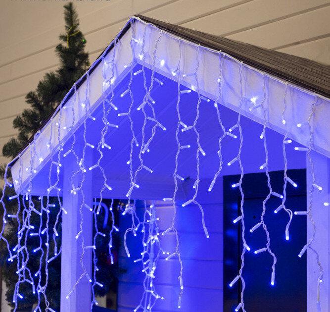 Гірлянда зовнішня Icicle Бахрома Flash білий провід 3 м 105 LED Синій (8566571)