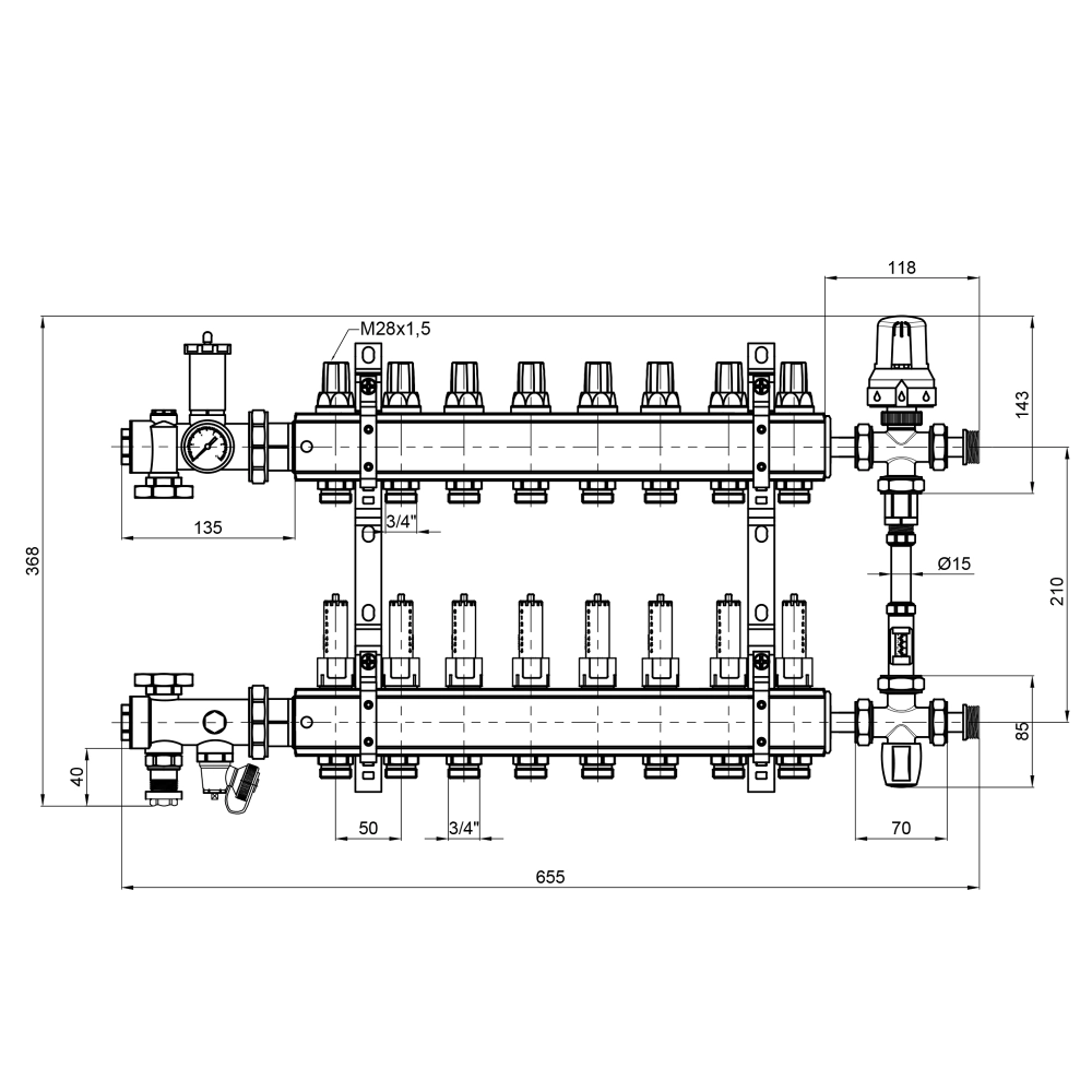 Група колекторна Icma К0111 8 виходів 1" (S11469_00005143) - фото 3