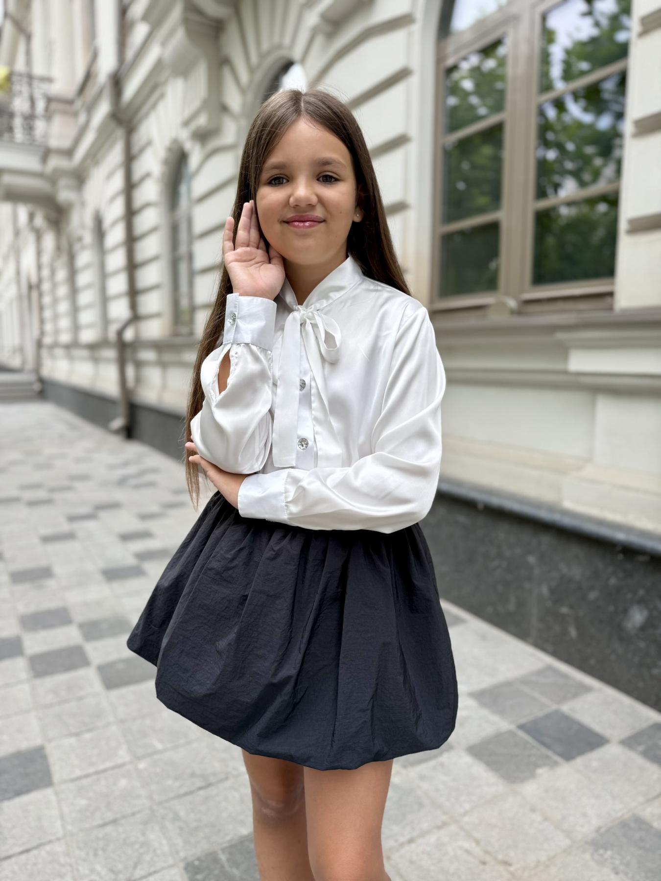 Блуза шовкова шкільна IRmAS 1164 128 см Молочний