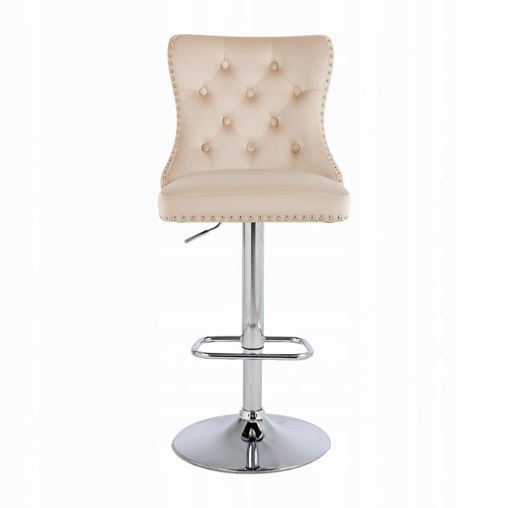 Барний стілець Crystal Velvet з декоративним левом Бежевий (29732733) - фото 4