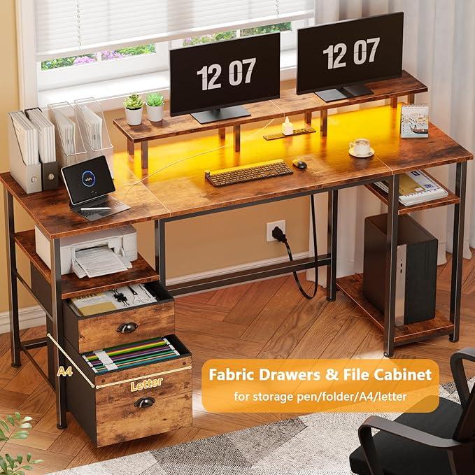 Комп'ютерний стіл Furologee з полицями та підставкою для монітора - фото 3