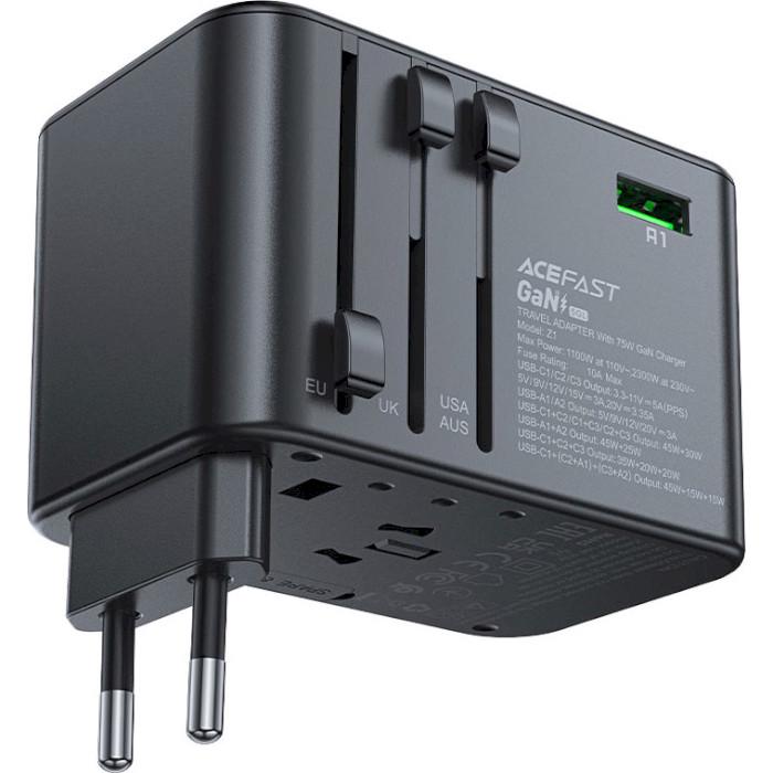 Зарядное устройство Acefast Z1 75W GaN Black (6974316282495) Зарядное устройство Acefast Z1 75W GaN Black (6974316282495)