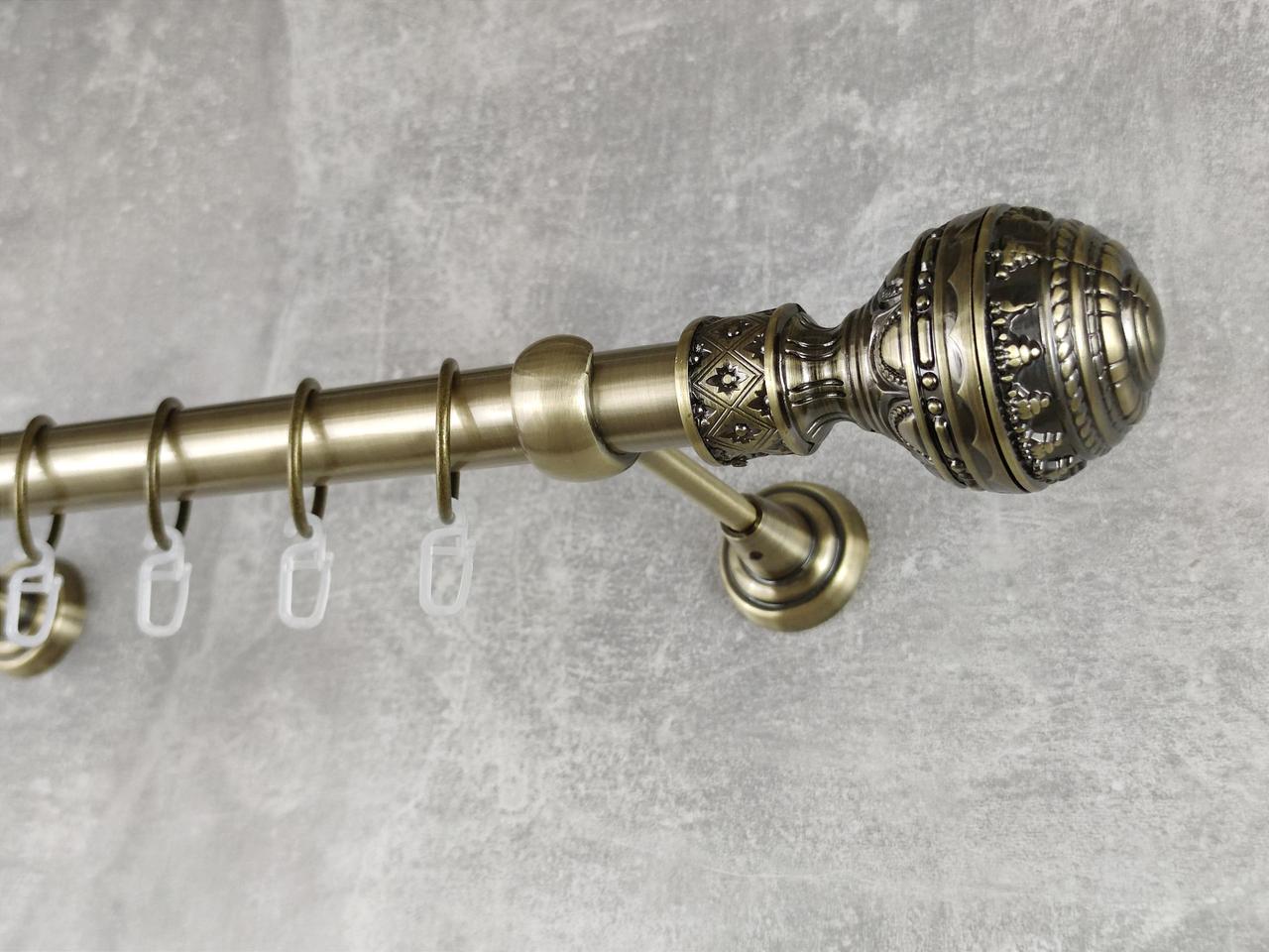 Карниз MStyle металлический для штор однорядный Арабеска 25 мм гладкий 240 см Антик (5011144)