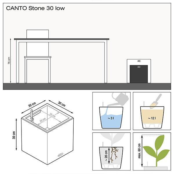 Кашпо Lechuza Canto Stone Low 30 Графитово-черный (13702) - фото 4