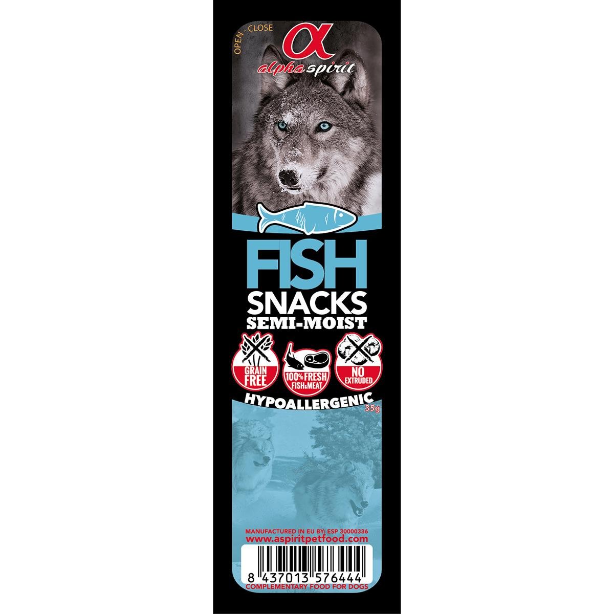 Лакомства для собак Alpha Spirit Dog Snacks Fish беззерновые с рыбой кубики 35 г