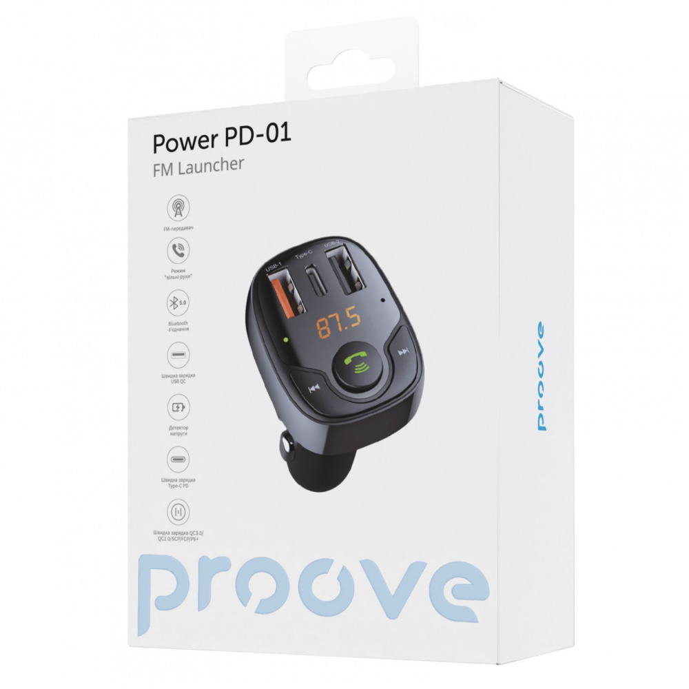 Зарядное устройство в автомобиль Proove FM Launcher Power PD-01 Black (13418991) - фото 2