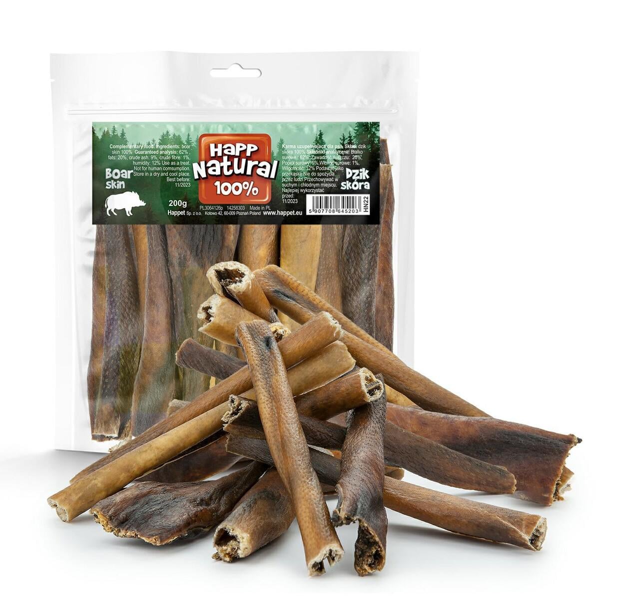 Кожа сушеная кабана Happet Natural 100% натуральное лакомство для собак 200 г (HN22 5907708645203)