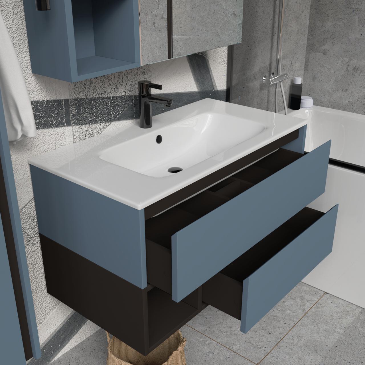 Тумба подвесная с раковиной MVK Vostok Craft 100 В2 1000х450х530 мм Синий Альби (c2100alb) - фото 3