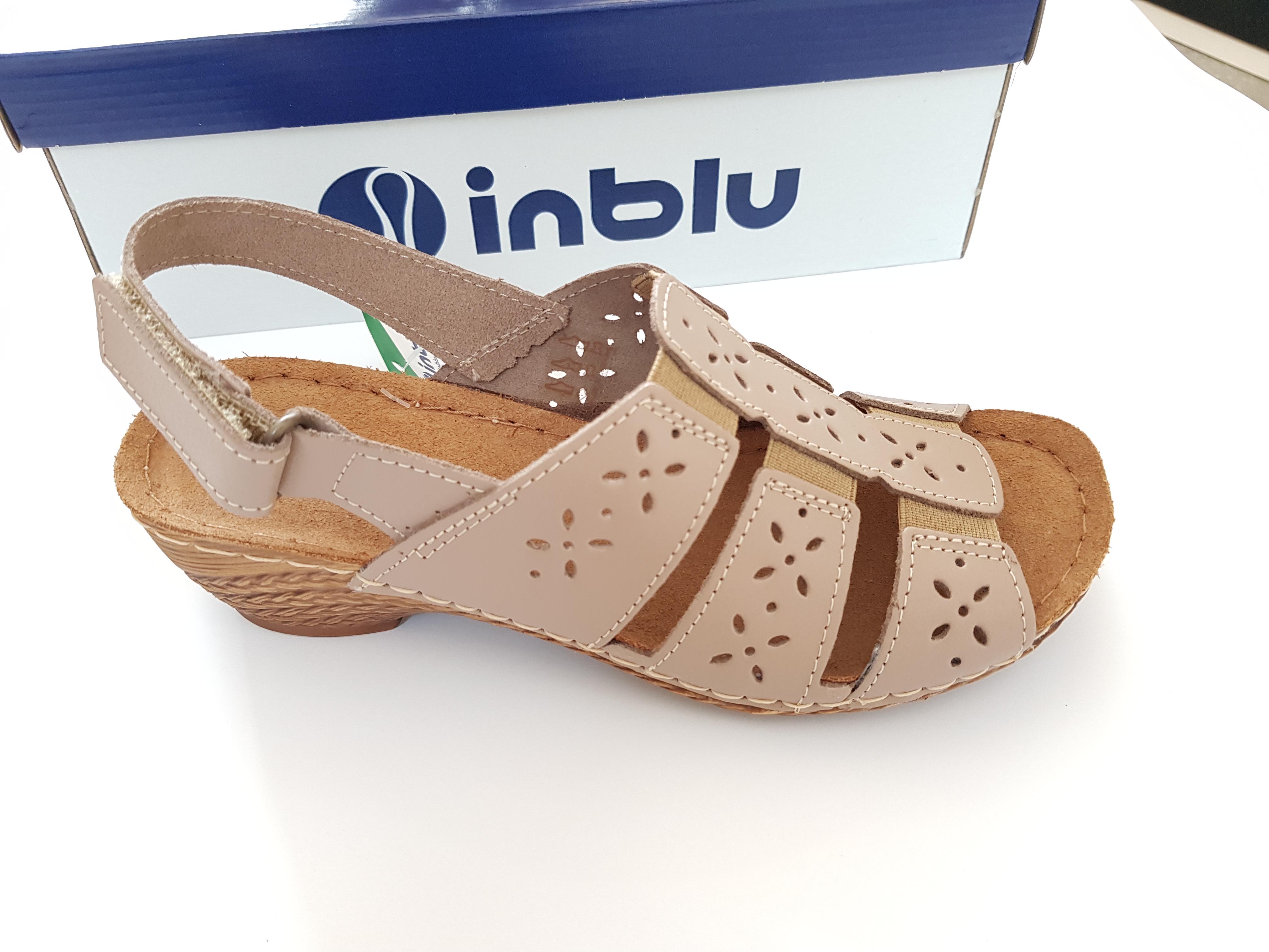 Босоножки женские Inblu из натуральной кожи на каблуке р. 37 Бежевый (912-37) - фото 2