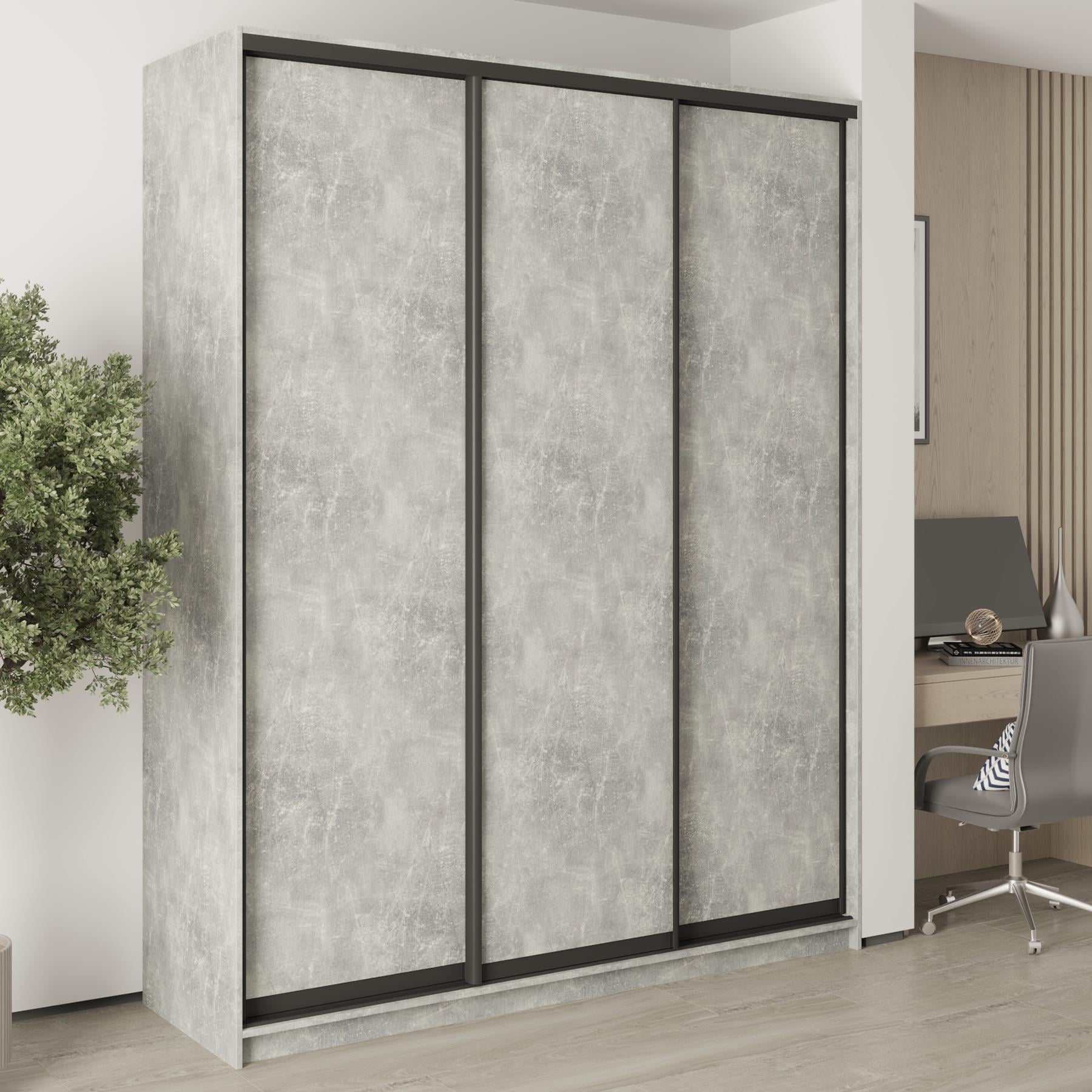 Шкаф-купе трехдверный MebelStar Стандарт BG 3ДСП 190x45x240 см Бетон (MBS-8593)