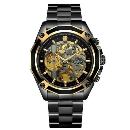 Наручний годинник Forsining 8130 Black-Gold-Black (1904)