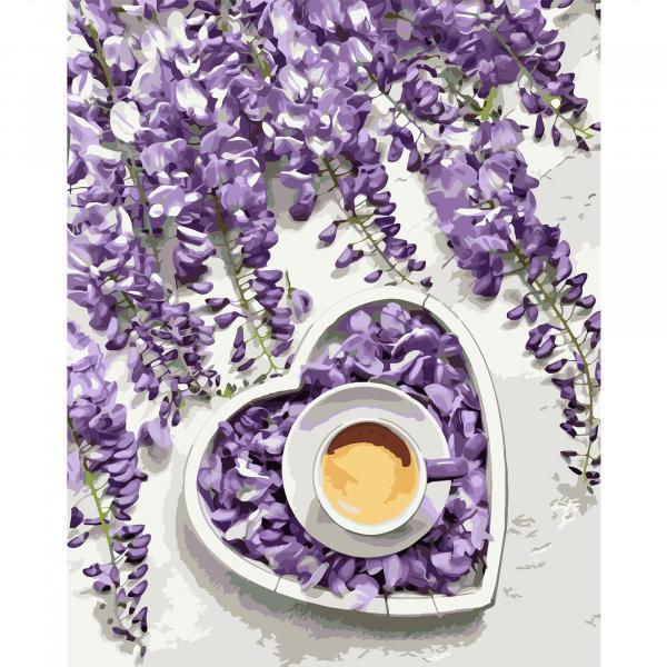 Картина по номерам Strateg Фиолетовое сердце 40х50 см в термопакете (VA-1165-mt)