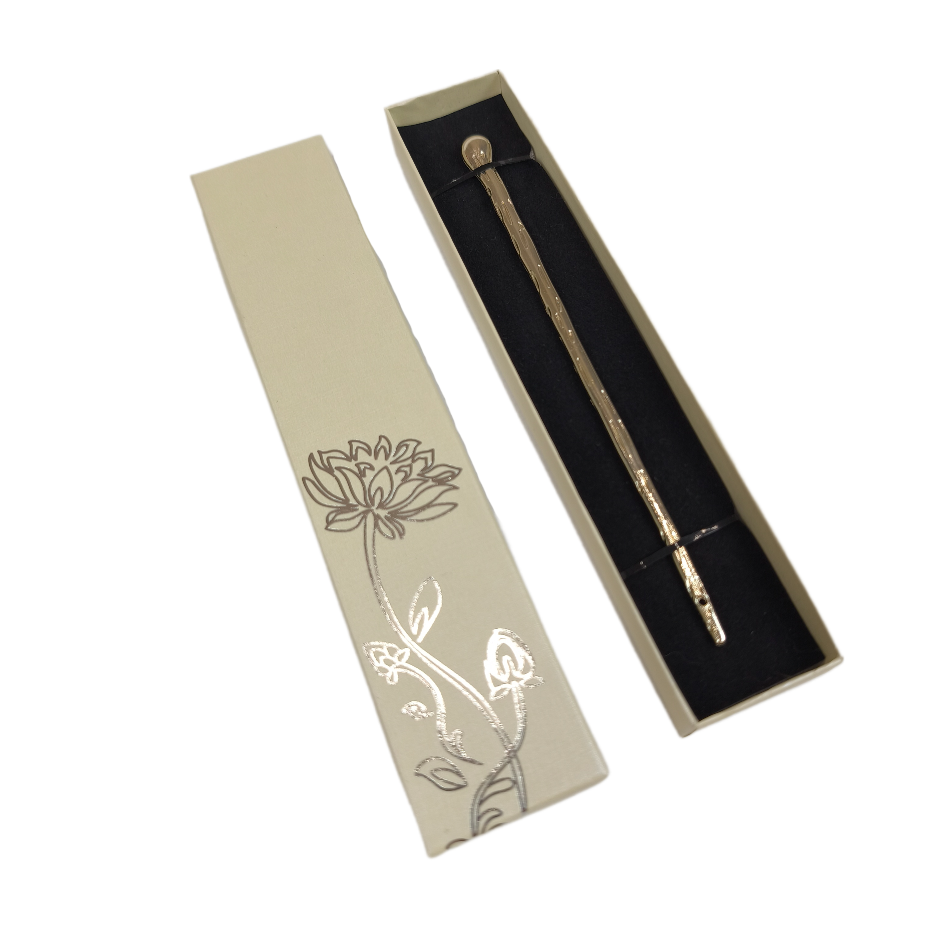 Заколка для волос металлическая в подарочной коробочке Золотой (U8105)