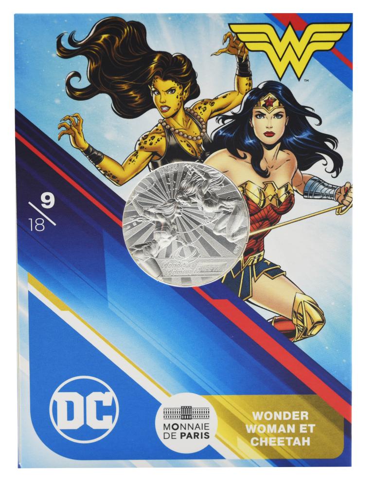 Коллекционная монета Франция 10 евро 2025 серебро UNC Комиксы DC-9/18-Wonder woman et Cheetah-Чудо-женщина и Гепард (М24209)