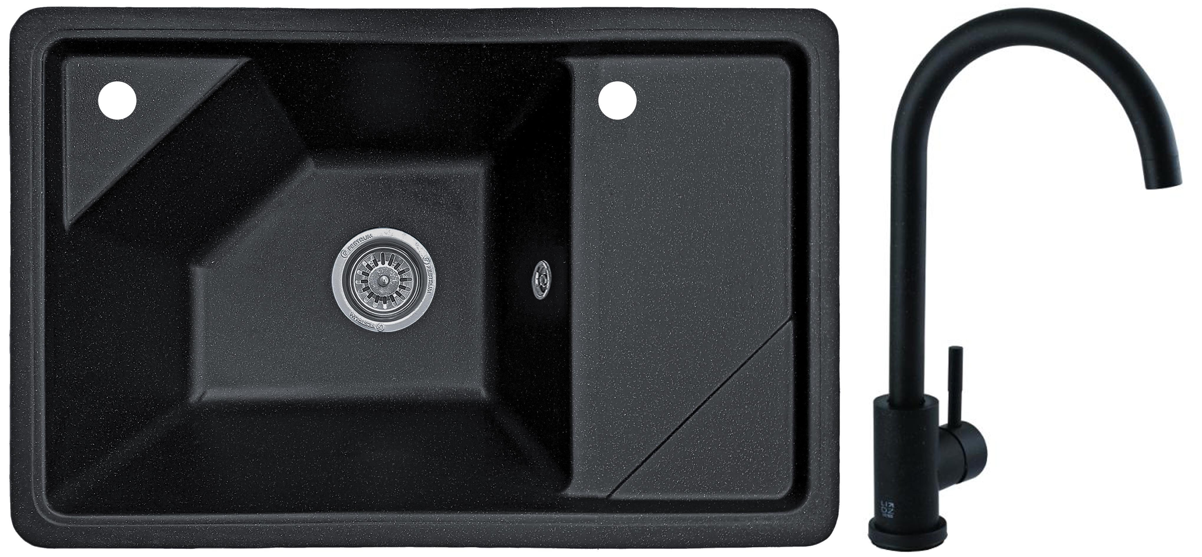 Мийка кухонна Valetti 64DR зі змішувачем 720х465 мм Чорний