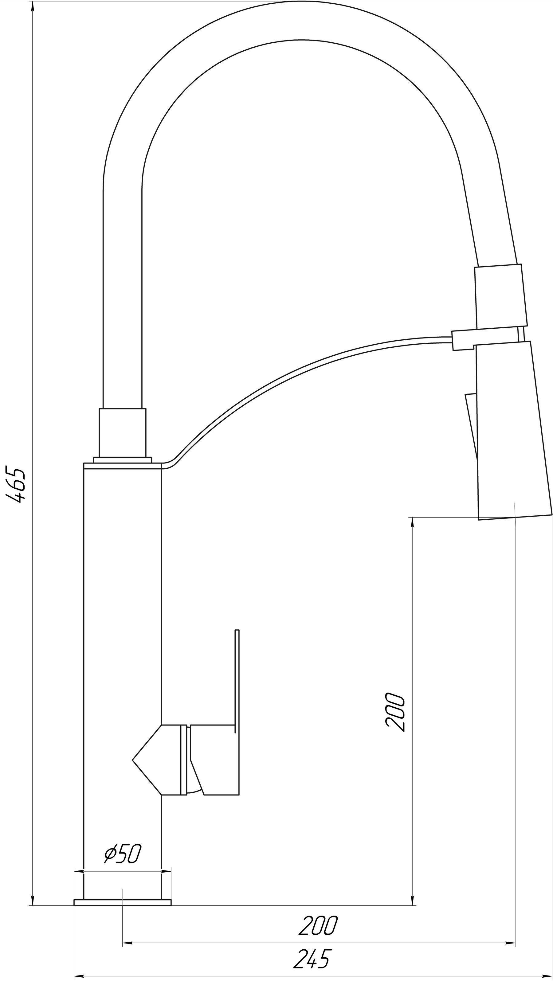 Змішувач для кухні TOPAZ BARTS TB 8817-H18 000013604 з гнучким виливом Чорний (108454) - фото 4